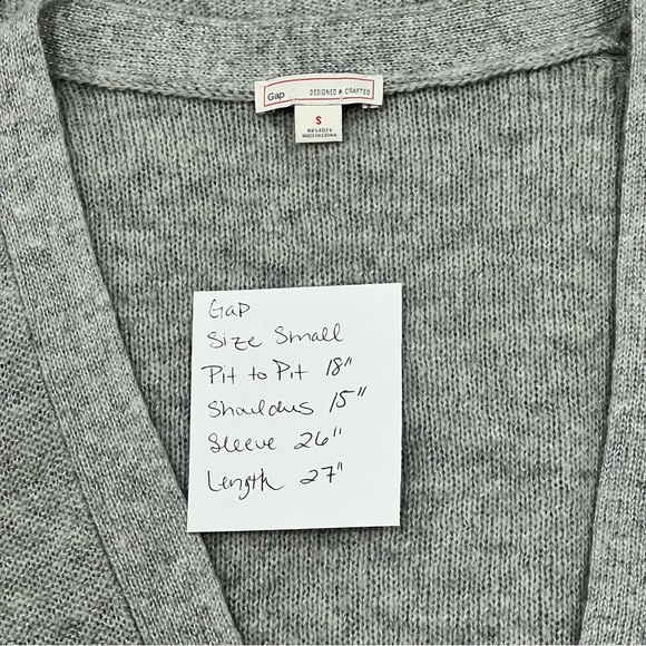 Gap Women's Shimmer Metallic Wool Blend Cardigan Sweater Silver Size Small - Picture 11 of 11
